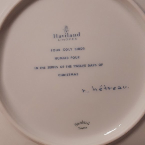 Replacement 1973 Haviland Limoges Plate 12 Days of Christmas, Four Coly Birds - Picture 9 of 9